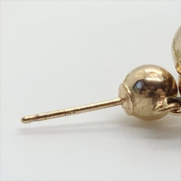 14k yellow gold long double oval dangle hoop earrings figure 8 vintage 2” - Picture 7 of 9